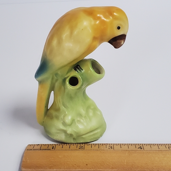 Vintage Parrot Bird on Tree Stump Vase - Picture 7 of 7